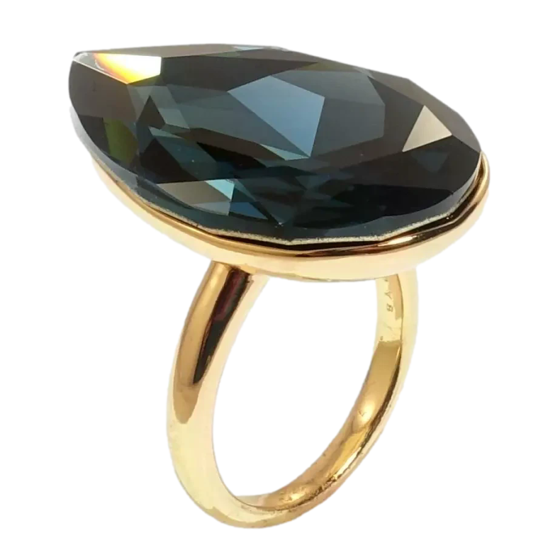 УЦІНКА! НЕВЕЛИКИЙ СКОЛ НА КАМІНЦІ! Каблучка Xuping колір 18K з кр-ми Swarovski Велика крапля Montana 3х2см фото №2