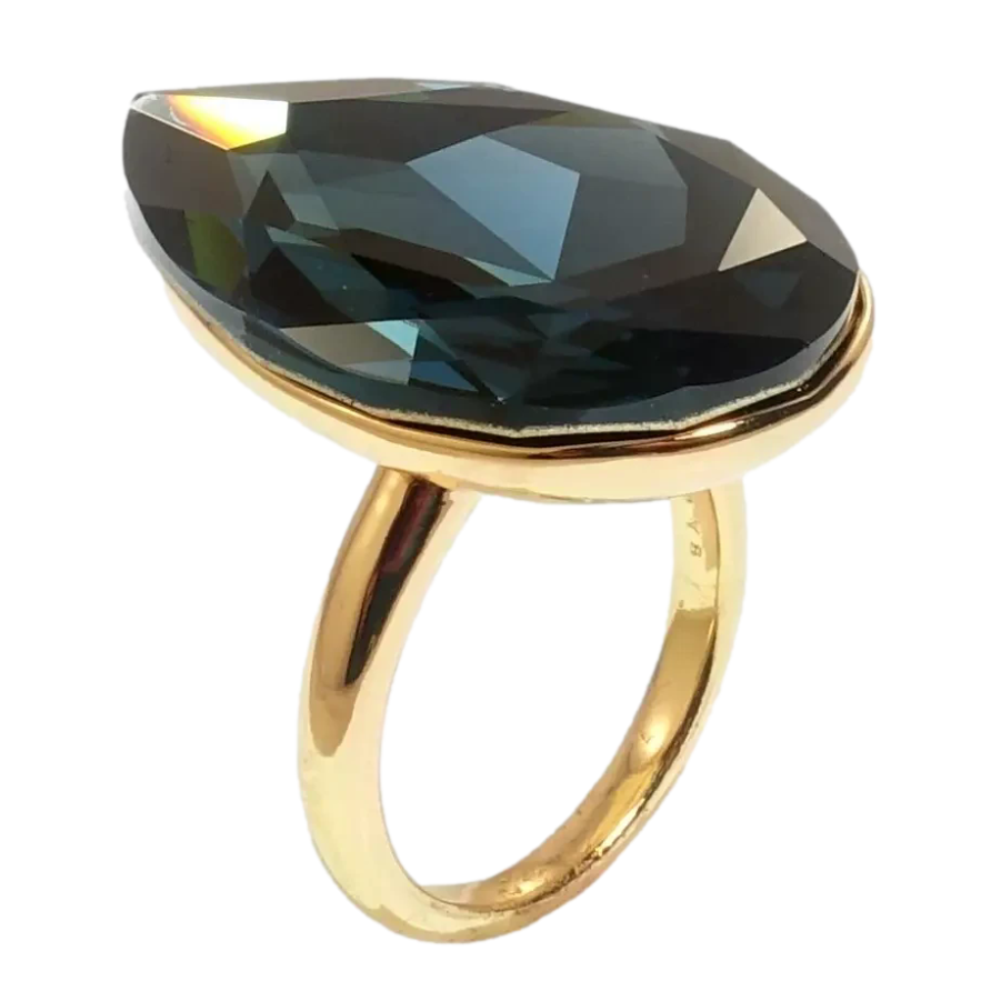 УЦІНКА! НЕВЕЛИКИЙ СКОЛ НА КАМІНЦІ! Каблучка Xuping колір 18K з кр-ми Swarovski Велика крапля Montana 3х2см фото №1 УЦІНКА! НЕВЕЛИКИЙ СКОЛ НА КАМІНЦІ! Каблучка Xuping колір 18K з кр-ми Swarovski Велика крапля Montana 3х2см фото №1