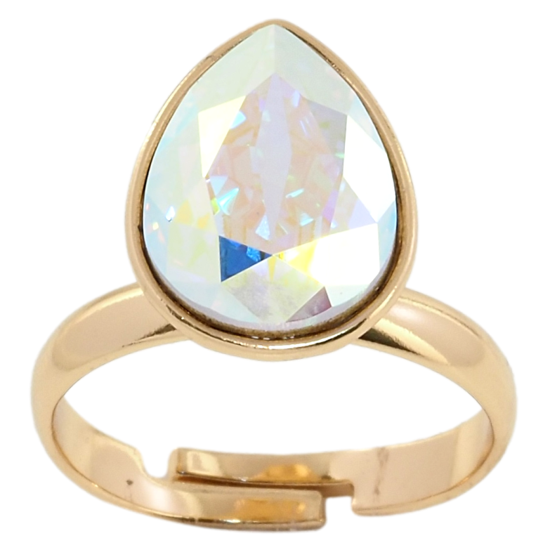 Кольцо Xuping цвет 18K с кристаллами Swarovski Крупный Кристалл АВ в огранке капля, 11х15мм фото №1