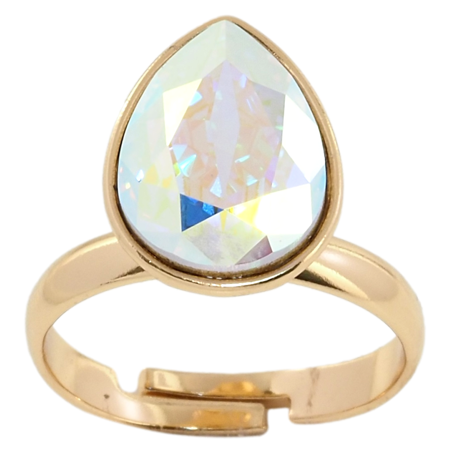 Кольцо Xuping цвет 18K с кристаллами Swarovski Крупный Кристалл АВ в огранке капля, 11х15мм фото №1
