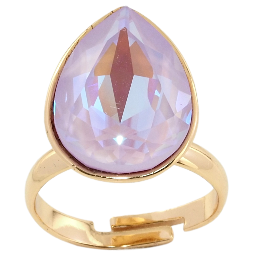 Каблучка Xuping колір 18K з кр-ми Swarovski Light Amethyst Delite (19х14мм) в ограновуванні крапля фото №1