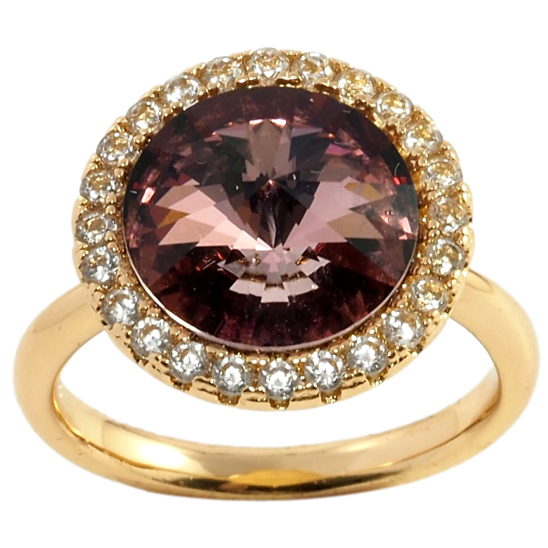 Каблучка Xuping колір 18K з кр-ми Swarovski Burgundy в обрамленні ø 16мм фото №1 Каблучка Xuping колір 18K з кр-ми Swarovski Burgundy в обрамленні ø 16мм фото №1