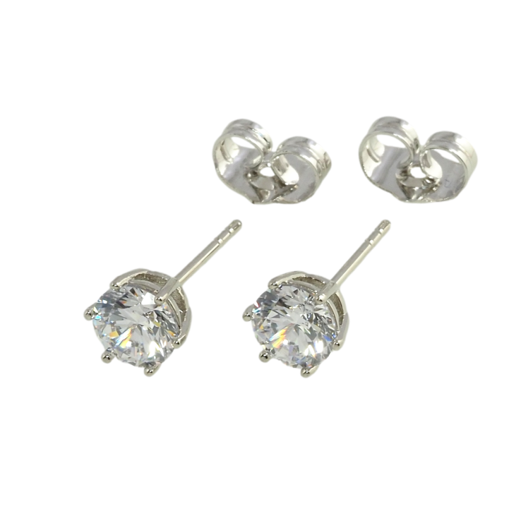 Серьги Xuping Родий пусеты Фианиты в 6-ти крапановой оправе ø 5мм фото №8