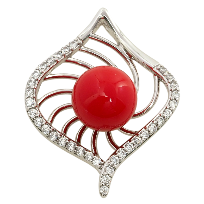 Кулон Xuping Родій Декоративна підвіска з червоним намистом для ланцюжка до 2мм фото №1 Кулон Xuping Родій Декоративна підвіска з червоним намистом для ланцюжка до 2мм фото №1