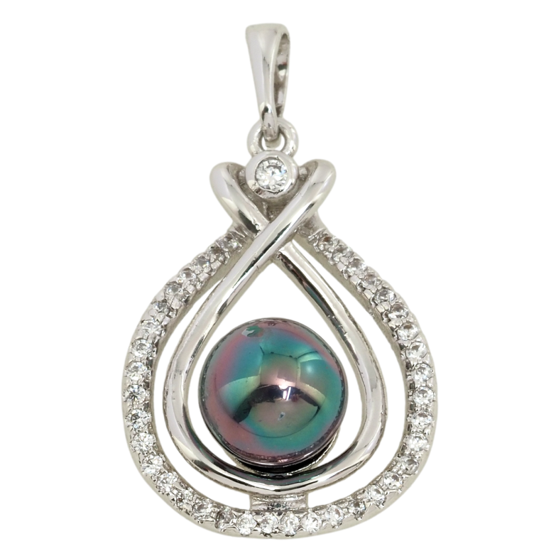 Кулон Xuping Родій Декоративна крапелька із чорною перлиною для ланцюжка до 6мм фото №1