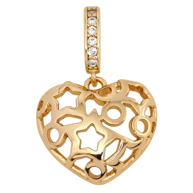 Кулон Xuping Позолота 18K Різьблене серце для ланцюжка до 2мм фото №1