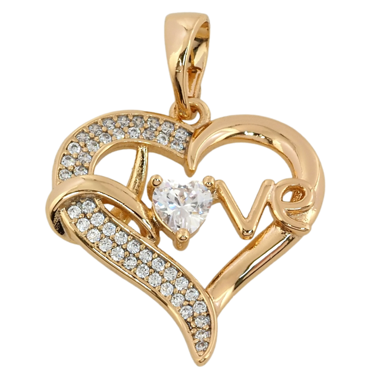 Кулон Xuping Позолота 18K Сердце с надписью Love для цепочки до 5мм фото №20