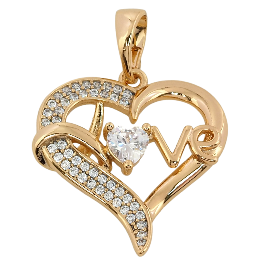 Кулон Xuping Позолота 18K Серце з написом Love для ланцюжка до 5мм фото №1 Кулон Xuping Позолота 18K Серце з написом Love для ланцюжка до 5мм фото №1