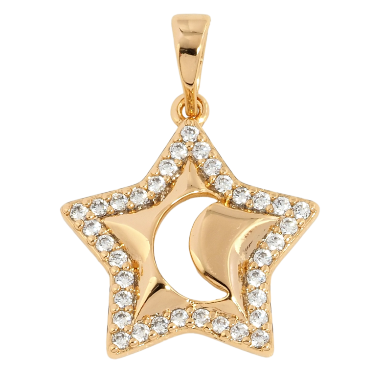 Кулон Xuping Позолота 18K Зірка з Місяцем для ланцюжка до 5мм фото №1 Кулон Xuping Позолота 18K Зірка з Місяцем для ланцюжка до 5мм фото №1