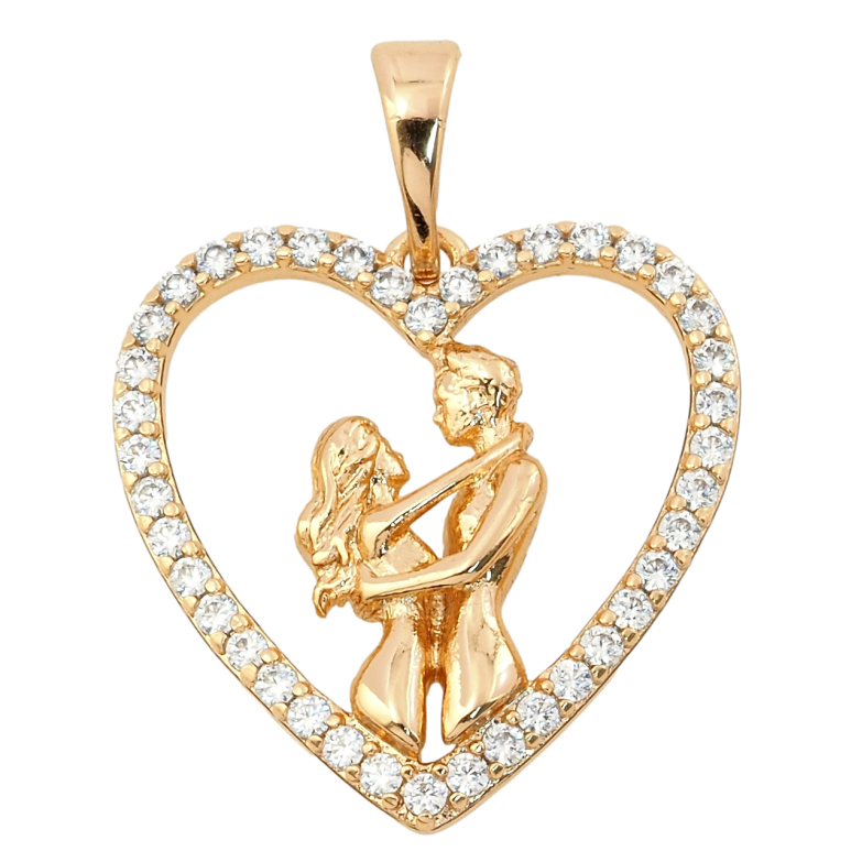 Кулон Xuping Позолота 18K Серце із закоханими для ланцюжка до 5мм фото №1
