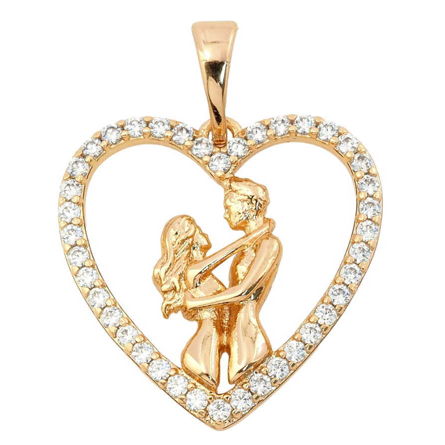 Кулон Xuping Позолота 18K Серце із закоханими для ланцюжка до 5мм фото №1