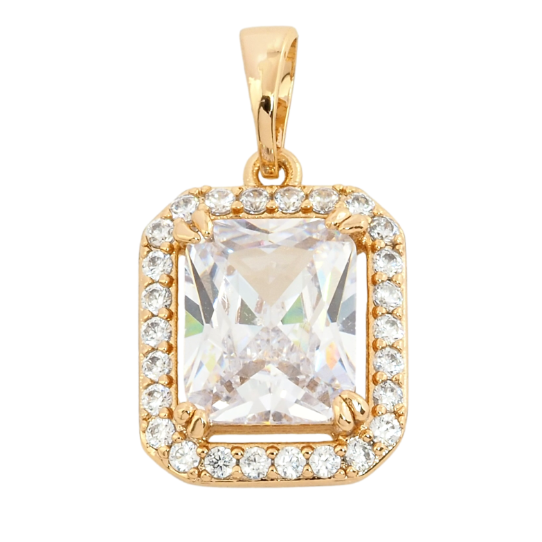 Кулон Xuping Позолота 18K Фіаніт в обрамленні цирконію, 13х15мм для ланцюжка до 5мм фото №1 Кулон Xuping Позолота 18K Фіаніт в обрамленні цирконію, 13х15мм для ланцюжка до 5мм фото №1