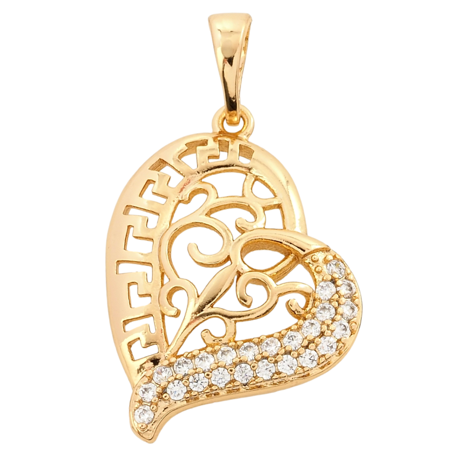 Кулон Xuping Позолота 18K Різьблене серце з цирконієм для ланцюжка до 5мм фото №1 Кулон Xuping Позолота 18K Різьблене серце з цирконієм для ланцюжка до 5мм фото №1