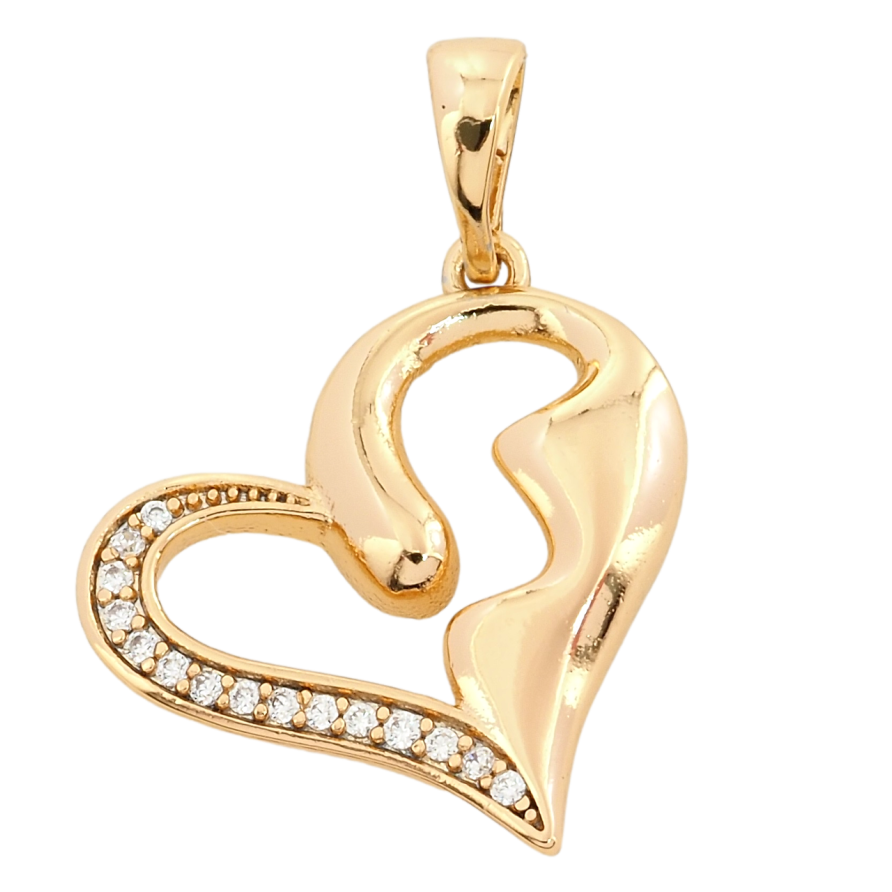 Кулон Xuping Позолота 18K Сердце с цирконием для цепочки до 5мм фото №1