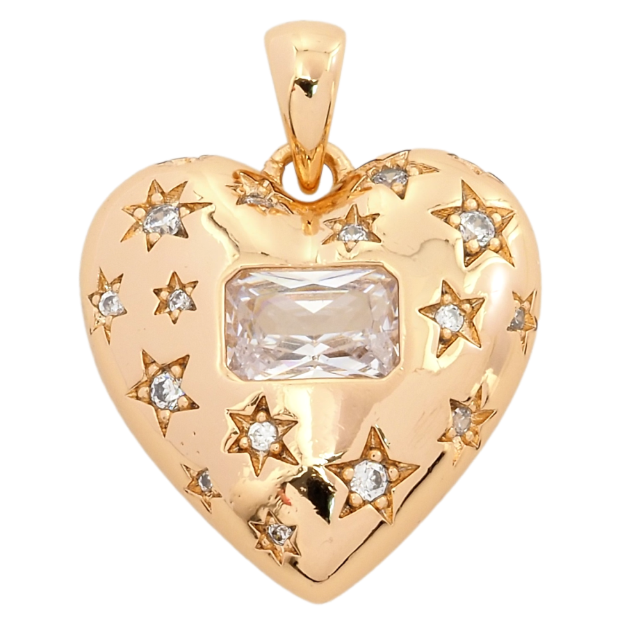 Кулон Xuping Позолота 18K Серце із зірковим візерунком для ланцюжка до 3мм фото №1 Кулон Xuping Позолота 18K Серце із зірковим візерунком для ланцюжка до 3мм фото №1
