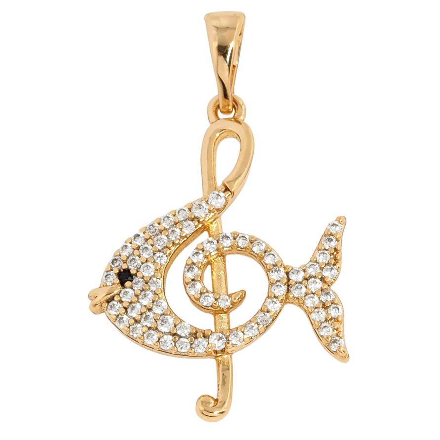 Кулон Xuping Позолота 18K Рибка-Скрипковий ключ для ланцюжка до 5мм фото №1 Кулон Xuping Позолота 18K Рибка-Скрипковий ключ для ланцюжка до 5мм фото №1