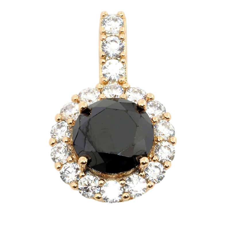 Кулон Xuping Позолота 18K Черный фианит в обрамлении циркония, ø 14мм для цепочки до 3мм фото №1 Кулон Xuping Позолота 18K Черный фианит в обрамлении циркония, ø 14мм для цепочки до 3мм фото №1