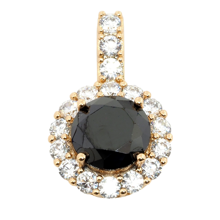 Кулон Xuping Позолота 18K Черный фианит в обрамлении циркония, ø 14мм для цепочки до 3мм фото №1 Кулон Xuping Позолота 18K Черный фианит в обрамлении циркония, ø 14мм для цепочки до 3мм фото №1