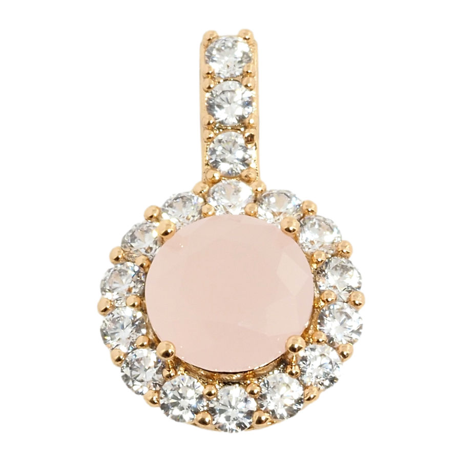 Кулон Xuping Позолота 18K Розовый фианит в обрамлении циркония, ø 14мм для цепочки до 3мм фото №1