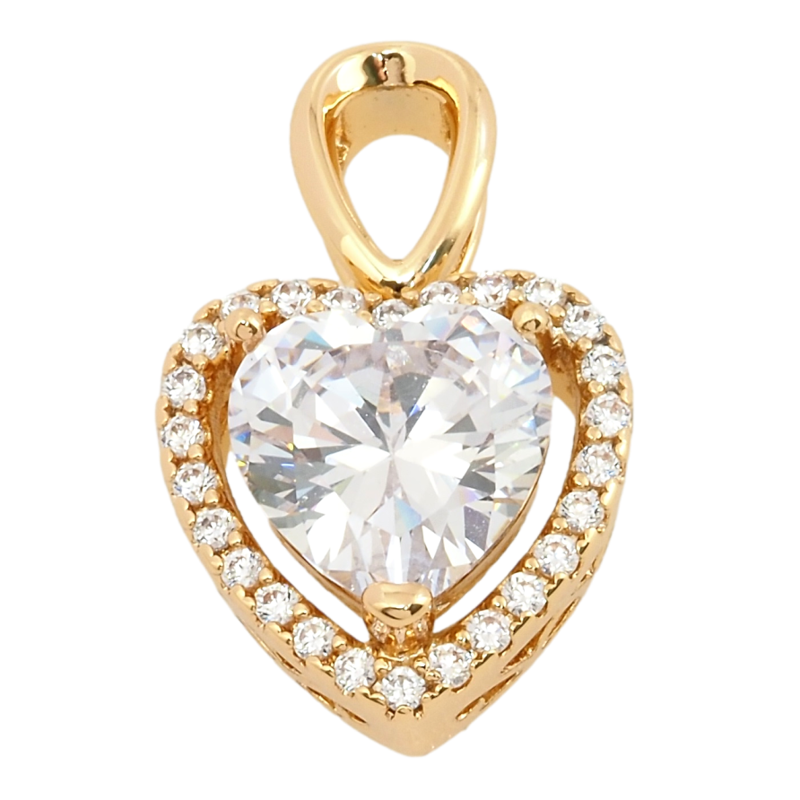 Кулон Xuping Позолота 18K Серце з фіанітом та цирконієм для ланцюжка до 3мм. фото №1 Кулон Xuping Позолота 18K Серце з фіанітом та цирконієм для ланцюжка до 3мм. фото №1