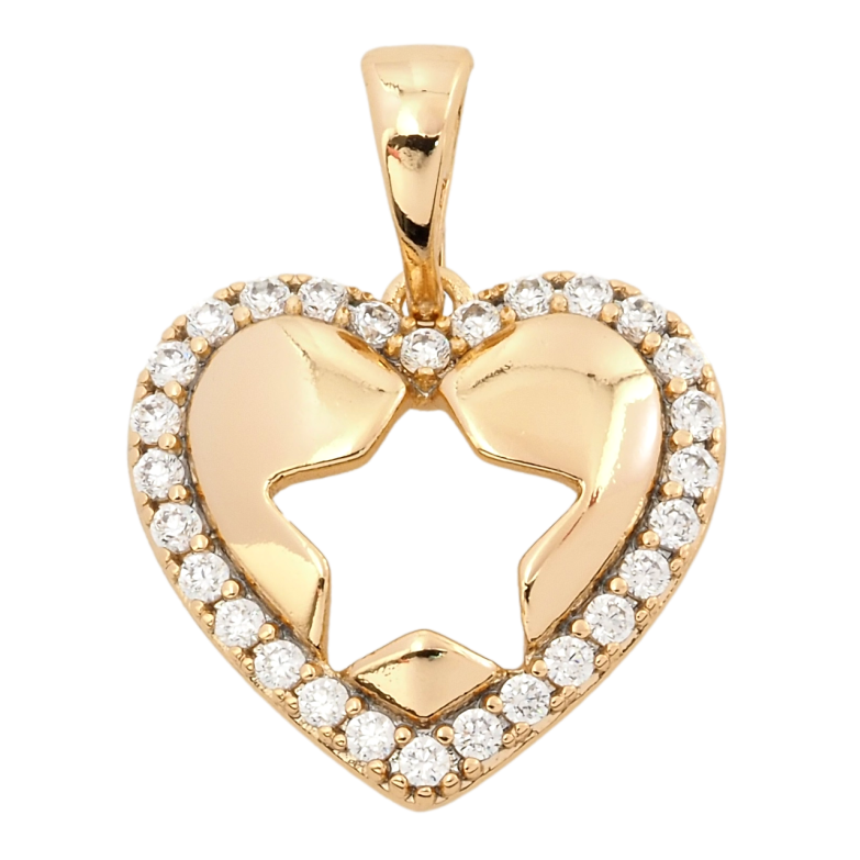 Кулон Xuping Позолота 18K Серце з візерунком зірка для ланцюжка до 5мм фото №1
