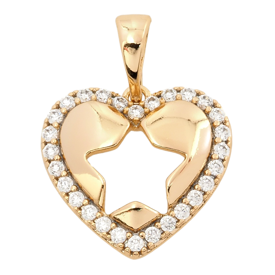 Кулон Xuping Позолота 18K Серце з візерунком зірка для ланцюжка до 5мм фото №1