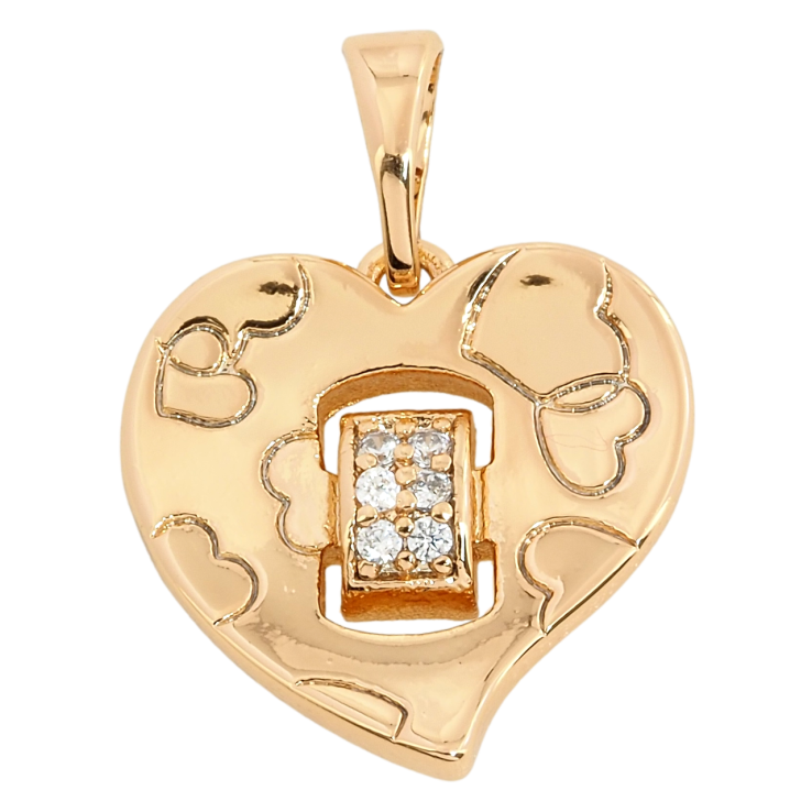 Кулон Xuping Позолота 18K Сердечко с узором и цирконием для цепочки до 5мм фото №5