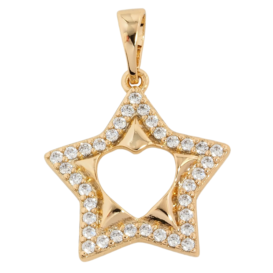 Кулон Xuping Позолота 18K Зірка з візерунком серце для ланцюжка до 5мм фото №1 Кулон Xuping Позолота 18K Зірка з візерунком серце для ланцюжка до 5мм фото №1