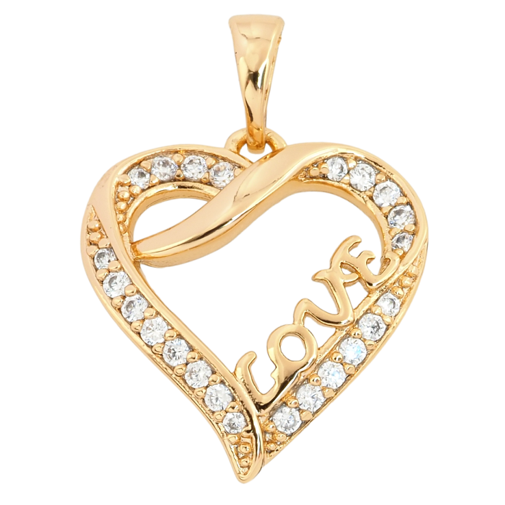 Кулон Xuping Позолота 18K Сердце Love с инкрустацией цирконием для цепочки до 5мм фото №4