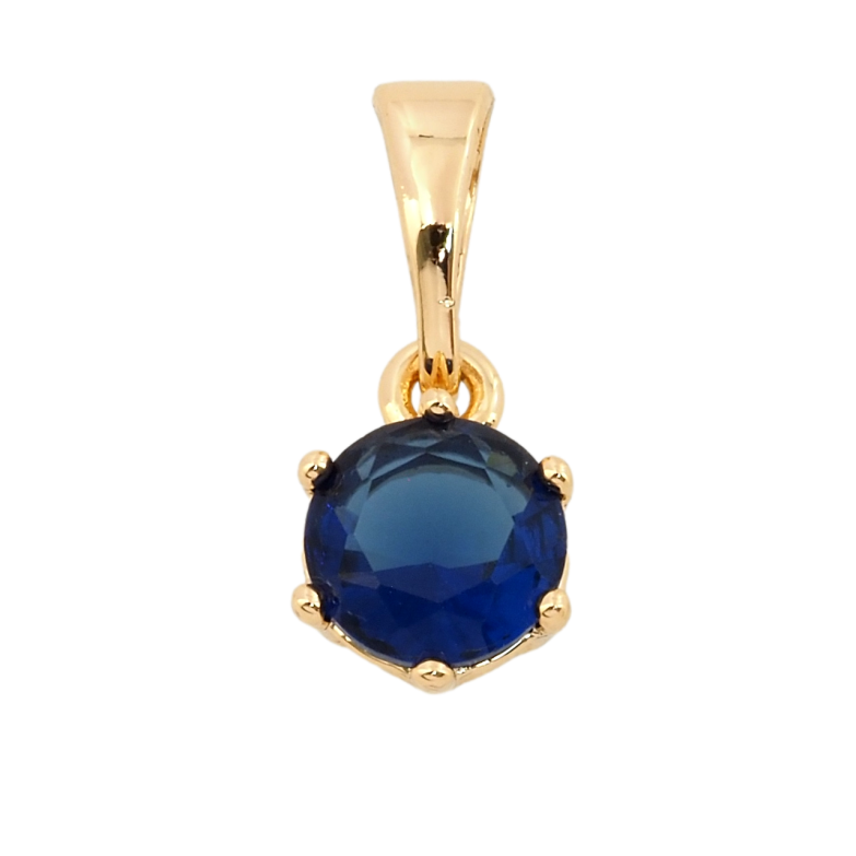 Кулон Xuping Позолота 18K Синій фіаніт, ø 6мм для ланцюжка до 5мм фото №1