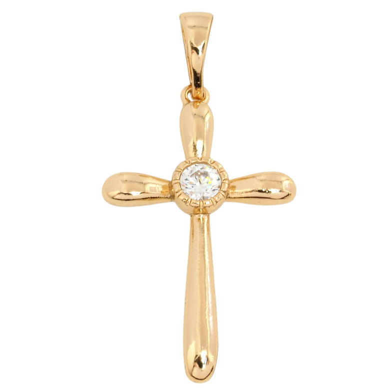 Кулон Xuping Позолота 18K Хрест з фіанітом для ланцюжка до 5мм фото №1 Кулон Xuping Позолота 18K Хрест з фіанітом для ланцюжка до 5мм фото №1