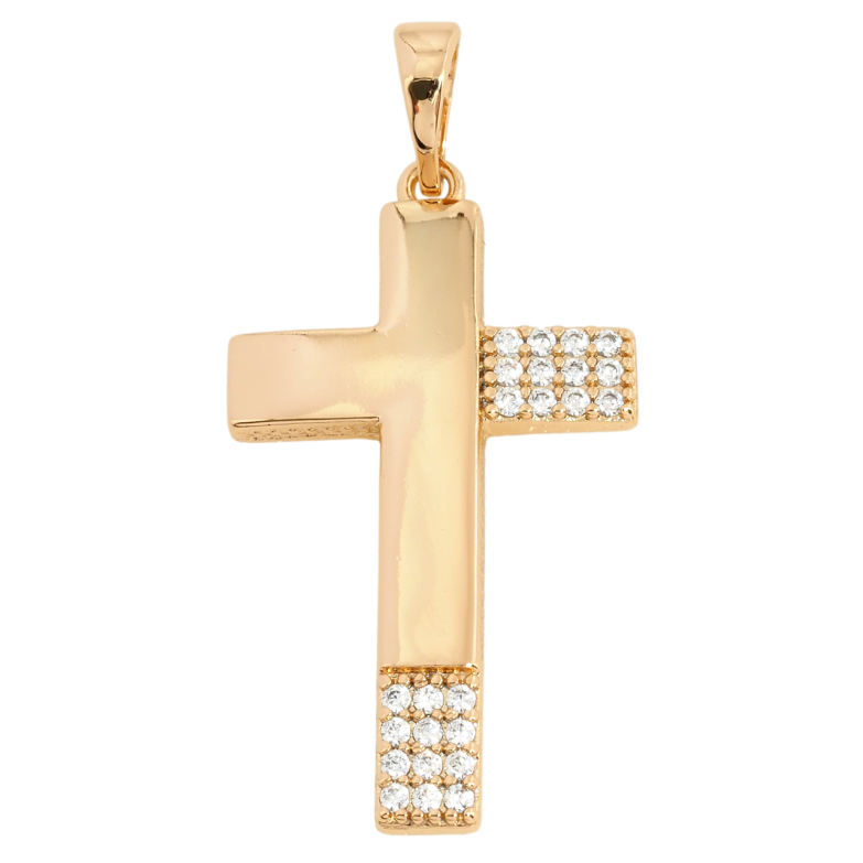 Кулон Xuping Позолота 18K Хрест із інкрустацією цирконієм для ланцюжка до 5мм фото №1 Кулон Xuping Позолота 18K Хрест із інкрустацією цирконієм для ланцюжка до 5мм фото №1