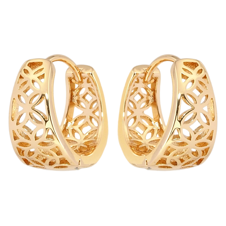 Сережки Xuping Позолота 18K колечка Різьблений візерунок фото №3