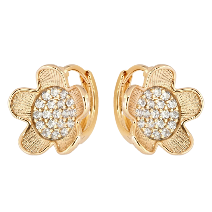Сережки Xuping Позолота 18K колечка Квіточки з цирконієм фото №15 Сережки Xuping Позолота 18K колечка Квіточки з цирконієм фото №15