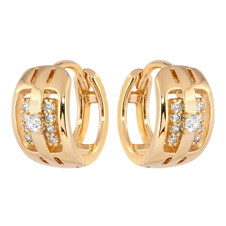 Серьги Xuping Позолота 18K колечки Декоративный узор с цирконием фото №2 Серьги Xuping Позолота 18K колечки Декоративный узор с цирконием фото №2