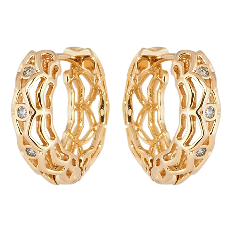 Сережки Xuping Позолота 18K колечка Об'ємні з різьбленим візерунком та вставками цирконію фото №21 Сережки Xuping Позолота 18K колечка Об'ємні з різьбленим візерунком та вставками цирконію фото №21
