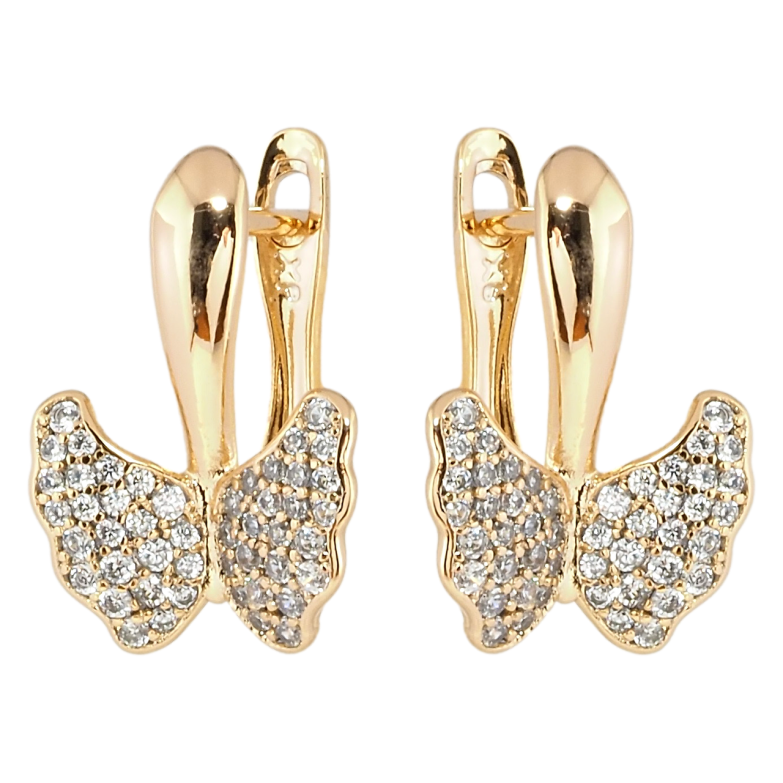 Сережки Xuping Позолота 18K англійський замок Інкрустація цирконієм фото №1 Сережки Xuping Позолота 18K англійський замок Інкрустація цирконієм фото №1