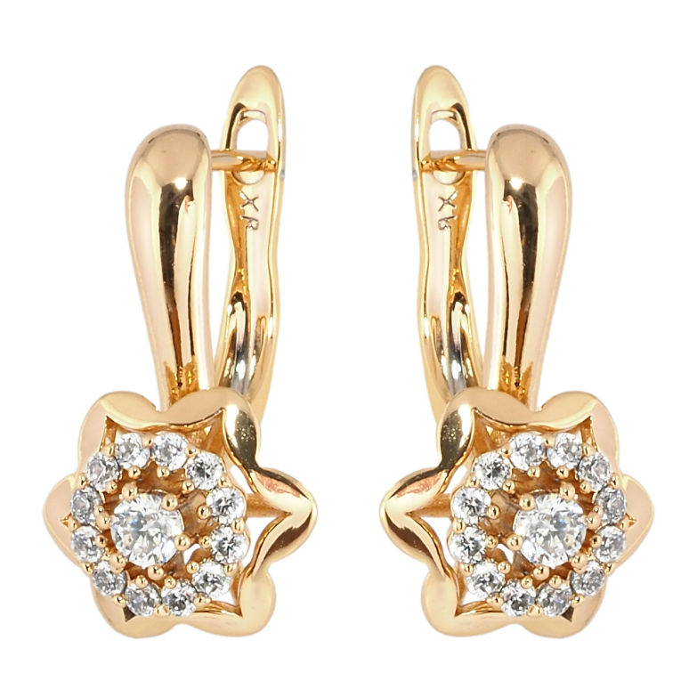 Сережки Xuping Позолота 18K англійський замок Квіточки з цирконієм фото №1 Сережки Xuping Позолота 18K англійський замок Квіточки з цирконієм фото №1