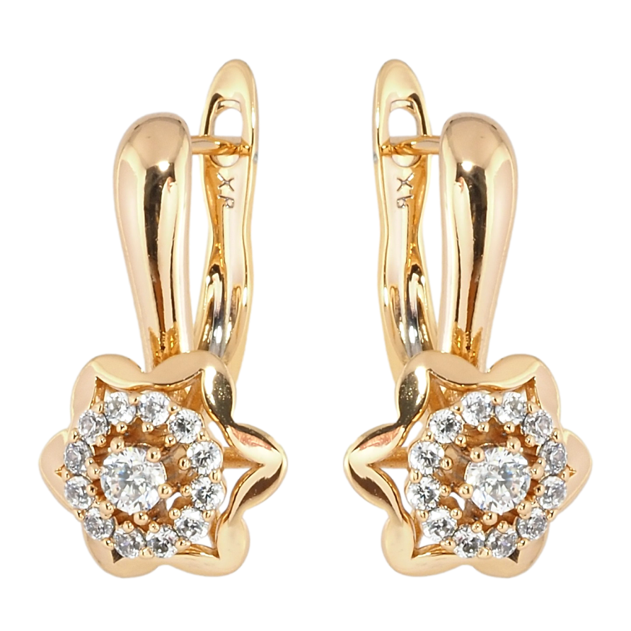 Сережки Xuping Позолота 18K англійський замок Квіточки з цирконієм фото №1 Сережки Xuping Позолота 18K англійський замок Квіточки з цирконієм фото №1