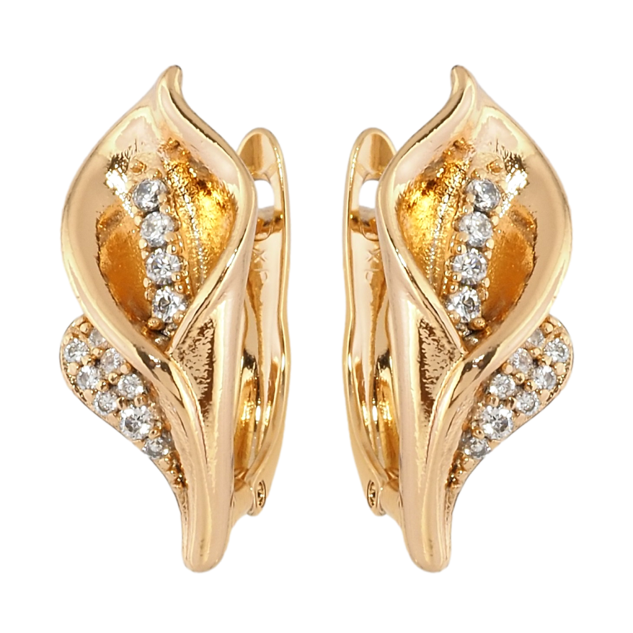 Серьги Xuping Позолота 18K английский замок Каллы фото №1