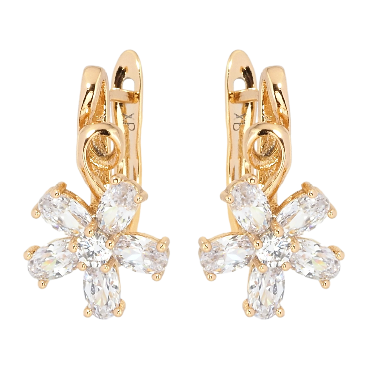 Серьги Xuping Позолота 18K английский замок Кристальные цветочки фото №10