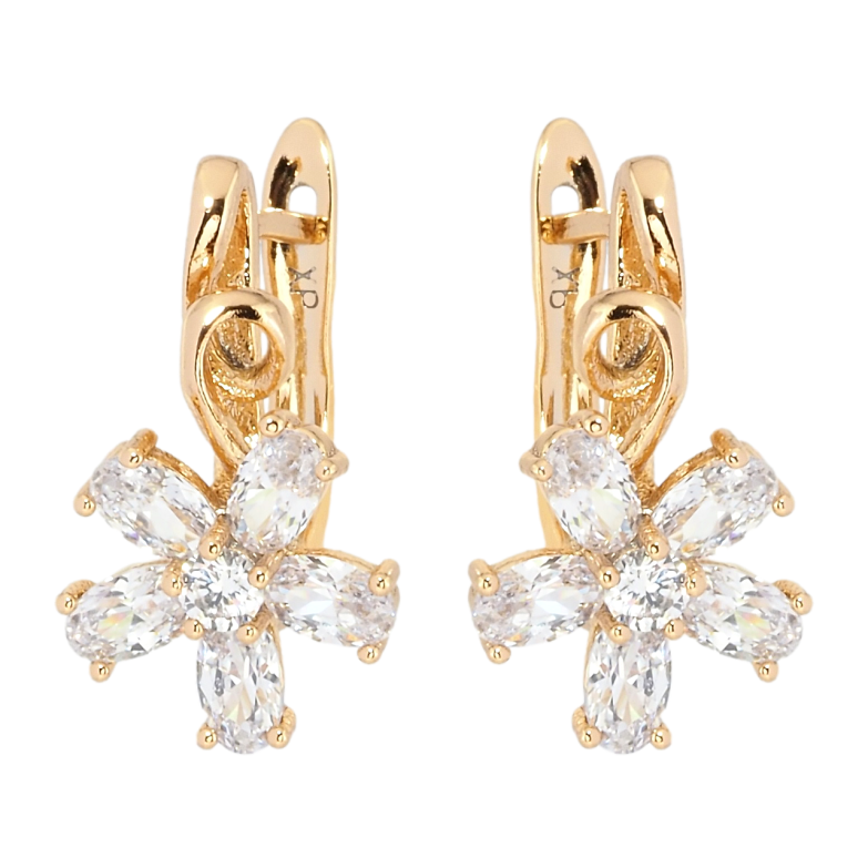 Серьги Xuping Позолота 18K английский замок Кристальные цветочки фото №1