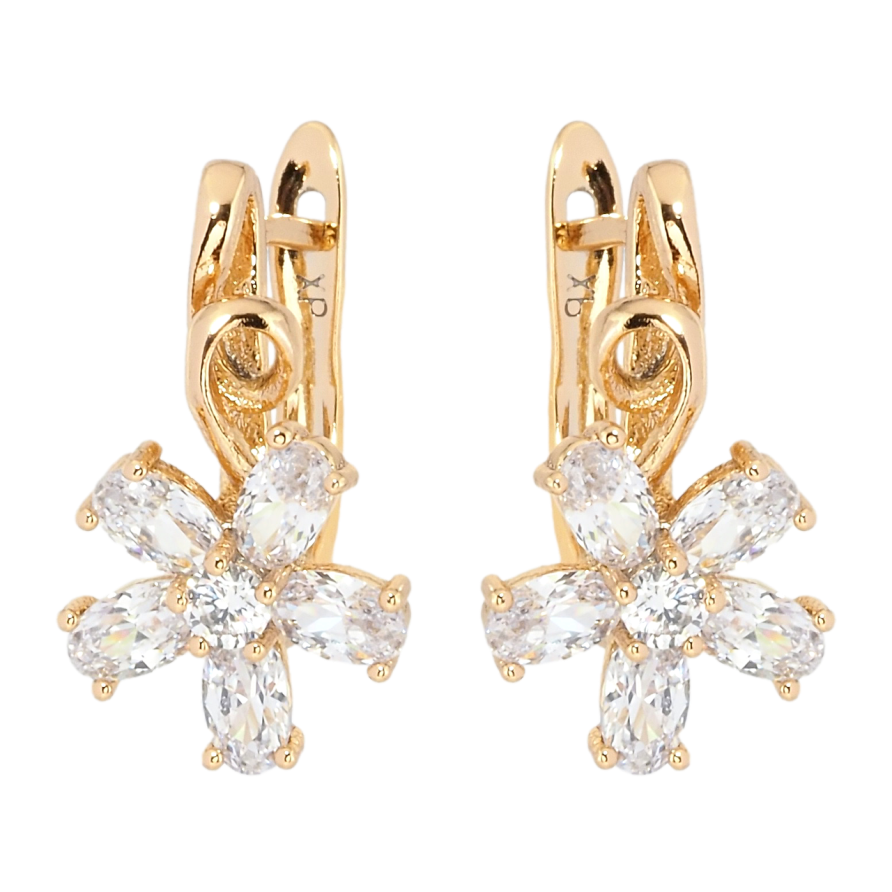 Серьги Xuping Позолота 18K английский замок Кристальные цветочки фото №1