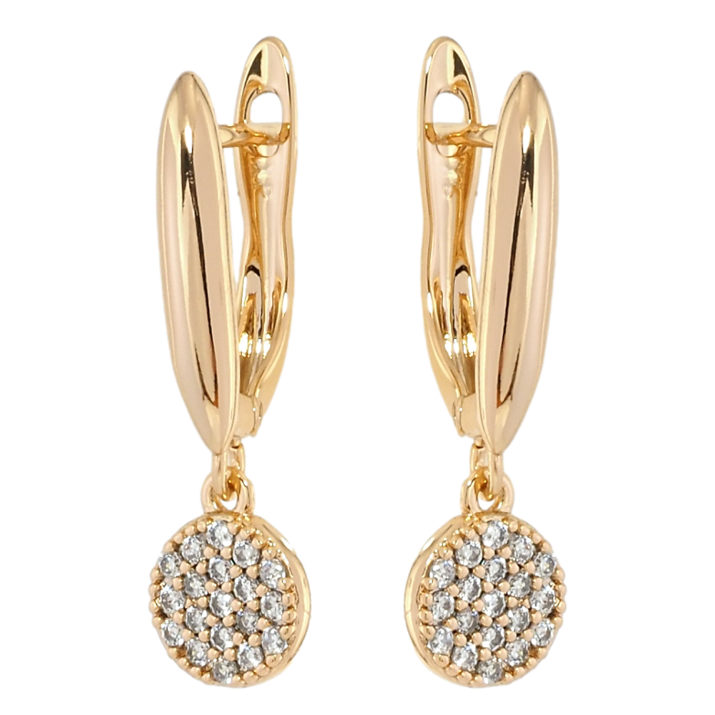 Серьги Xuping Позолота 18K английский замок Круглые подвески с цирконием фото №1