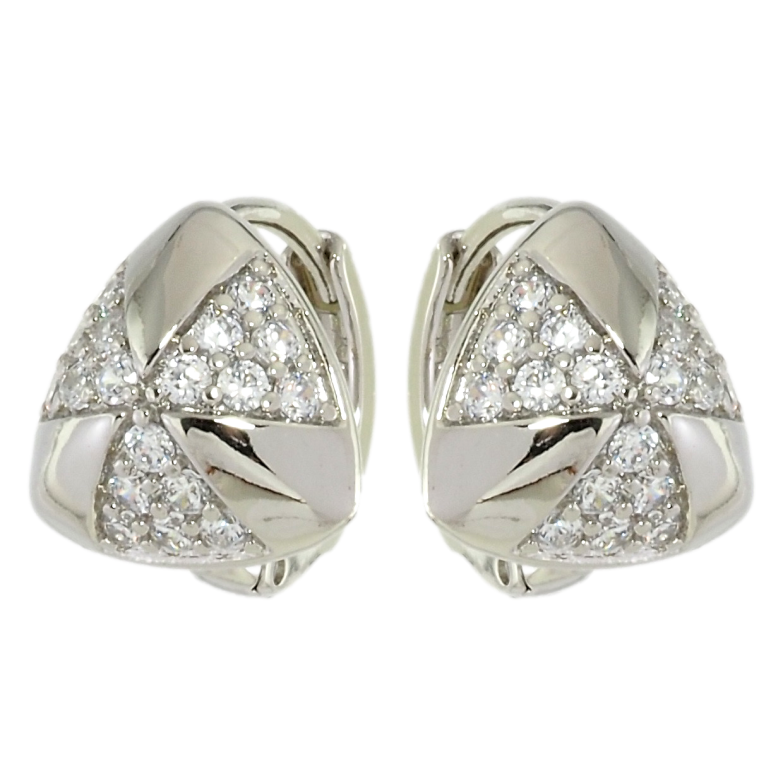 Сережки Xuping Родій колечка Трикутники з візерунком цирконієм фото №1