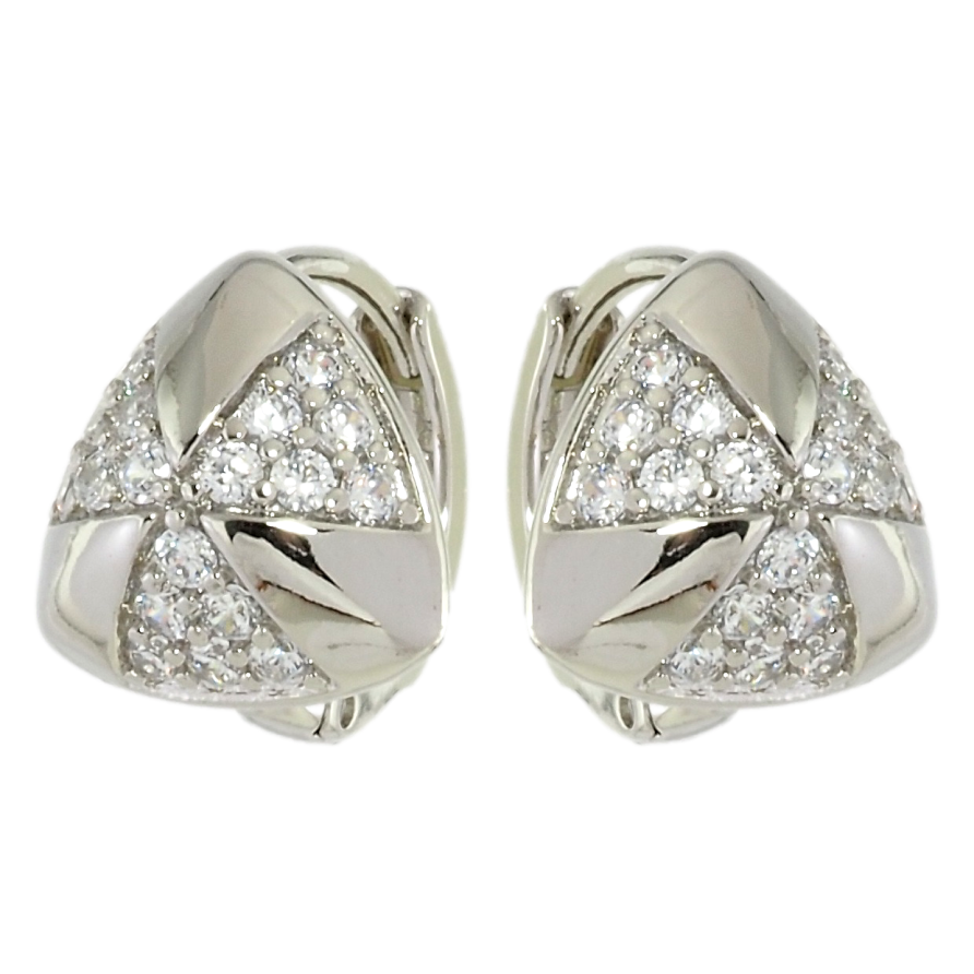 Сережки Xuping Родій колечка Трикутники з візерунком цирконієм фото №1 Сережки Xuping Родій колечка Трикутники з візерунком цирконієм фото №1