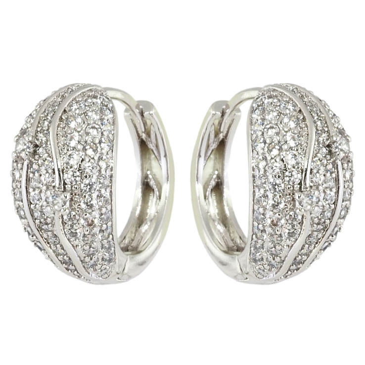 Серьги Xuping Родий колечки Инкрустация цирконием фото №3