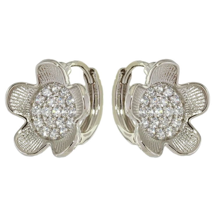 Серьги Xuping Родий колечки Цветочки с цирконием фото №23 Серьги Xuping Родий колечки Цветочки с цирконием фото №23