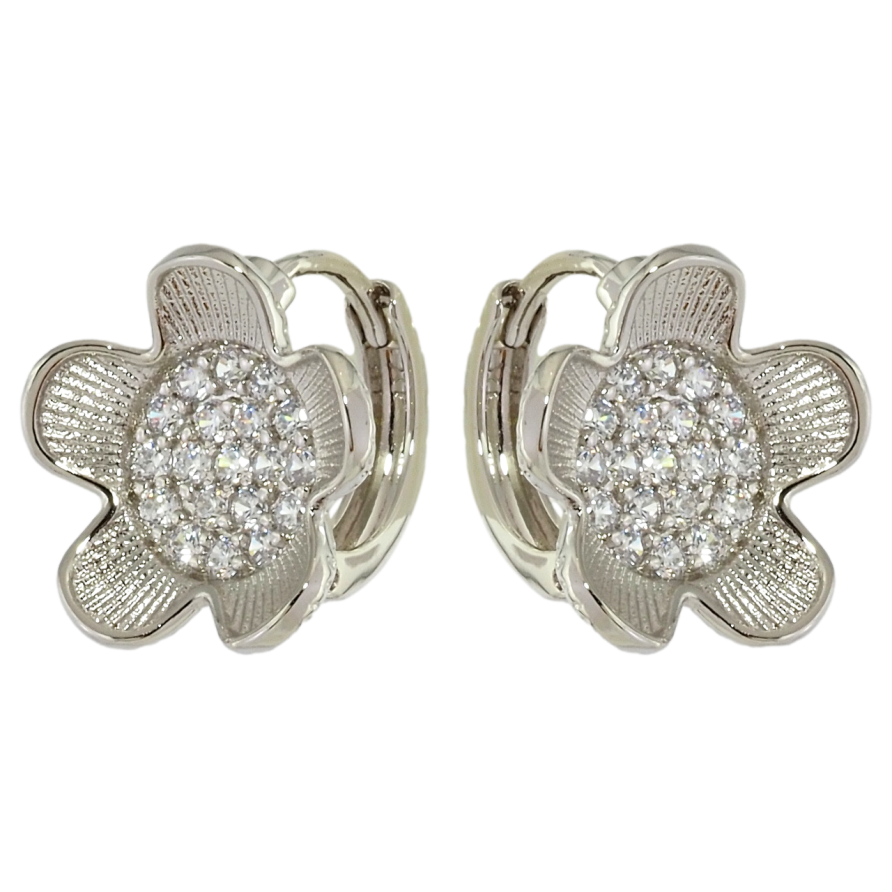 Серьги Xuping Родий колечки Цветочки с цирконием фото №1 Серьги Xuping Родий колечки Цветочки с цирконием фото №1