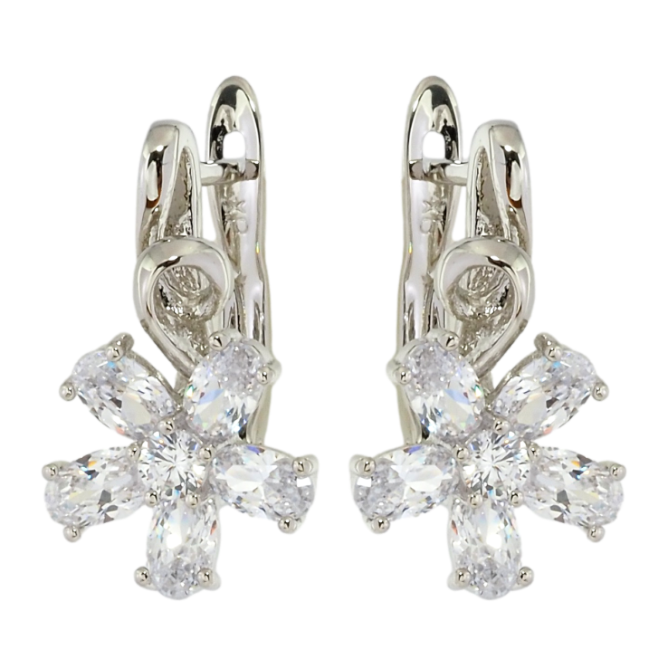 Сережки Xuping Родій англійський замок Кришталеві квіточки фото №19